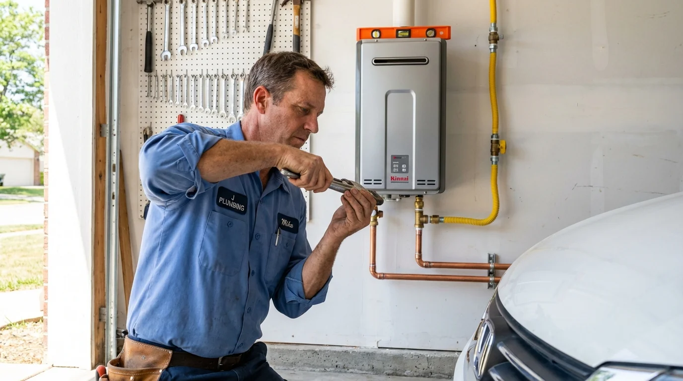 Tankless water heater installation by a Johns Plumbing LLC plumber in Shreveport